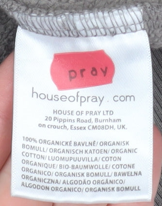 Pray Men’s Grey XL Pullover Hoodie Cotton Fleece Sweatshirt