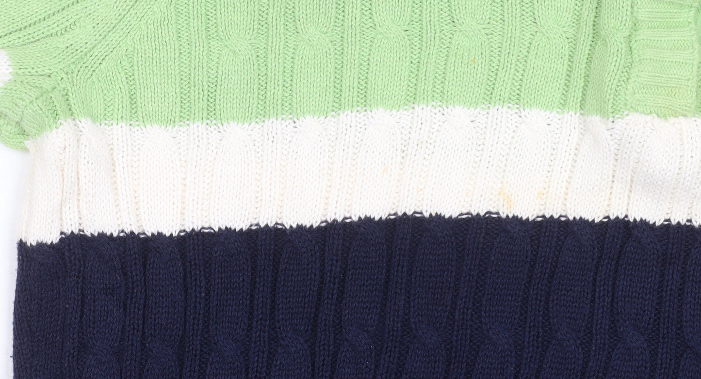 Liz & Co Men’s Multicoloured Cable Knit High Neck Cotton Jumper XL