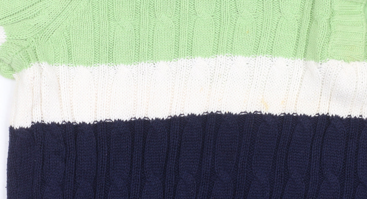 Liz & Co Men’s Multicoloured Cable Knit High Neck Cotton Jumper XL