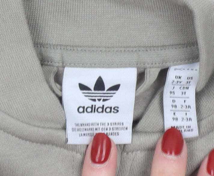 Adidas Boys Green Sleeveless Track Jacket 2-3 Years Full Zip Lightweight