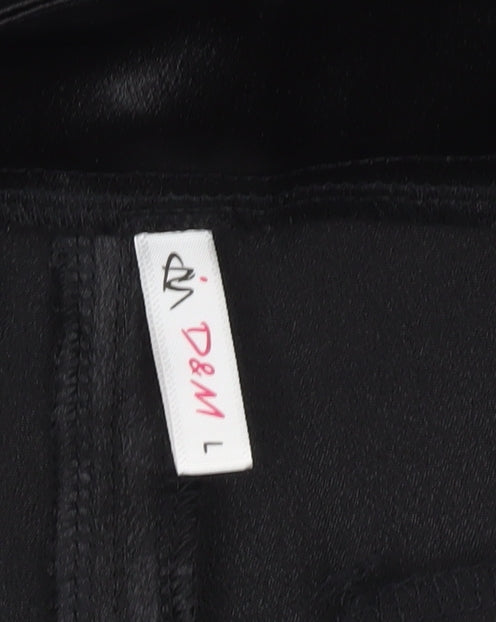 D&M Womens Black Satin Dress Pants Size L Straight Leg Trousers