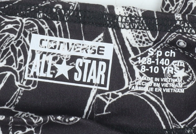 Converse Girls Black Graphic Ankle Leggings 8-10 Years Stretch Jersey