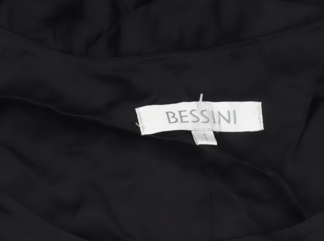 Bessini Women's Black Fit & Flare Belted Dress Size M Knee Length