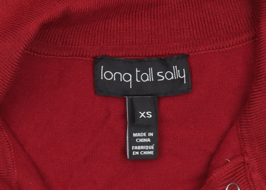 Long Tall Sally Women’s Red XS Henley Collar Knit Jumper