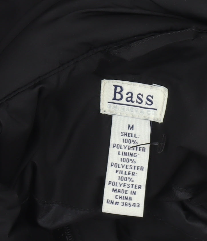 Bass Women's Black Quilted Puffer Jacket Size M Mid-Length Polyester