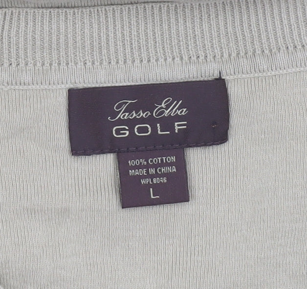 Tasso Elba Men Beige Argyle Cotton Golf Sleeveless Vest L