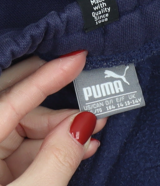 Puma Boys Blue Jogger Sweatpants 13-14 Years Cotton Blend Activewear