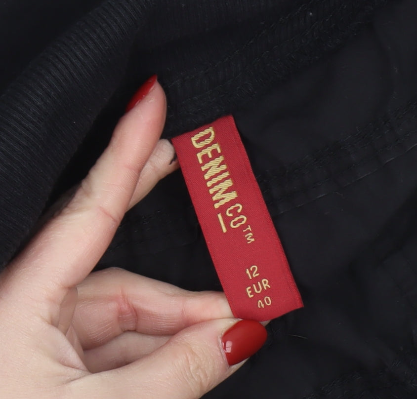 Denim Co Women Black Cotton Jogger Trousers Size 12