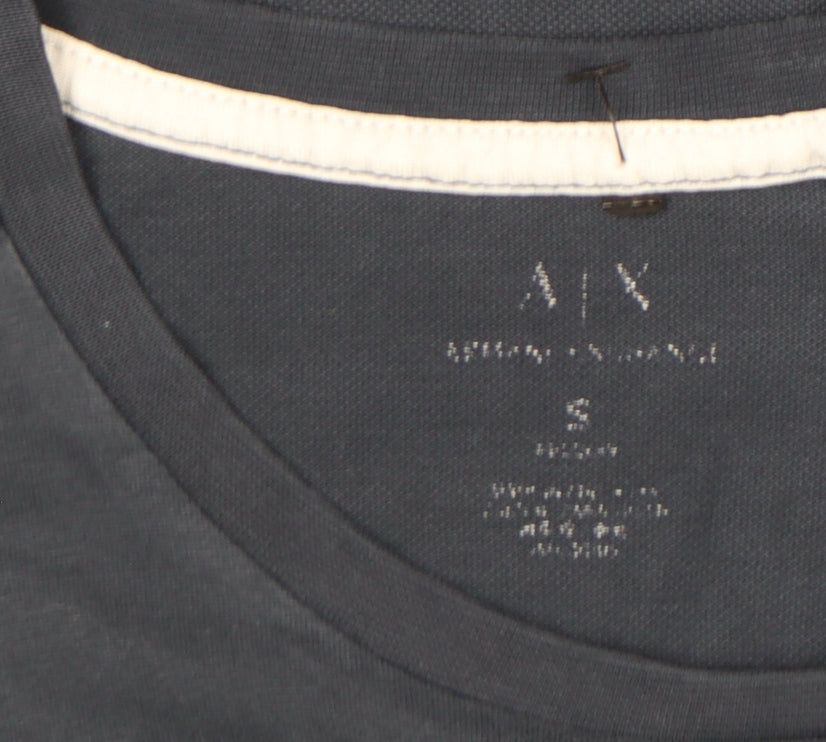 Armani Exchange Men’s Navy Blue Long Sleeve Cotton Crew Neck Top Size S