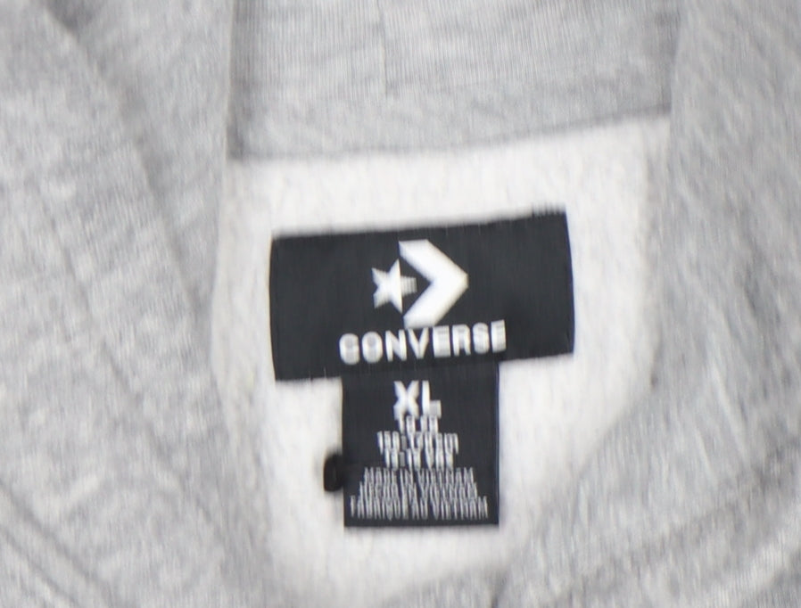 Converse Boys Grey XL Pullover Hoodie Graphic Print Fleece Sweatshirt