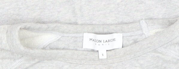 Maison Labiche Girls Grey Cotton Embroidered Pullover Sweatshirt S