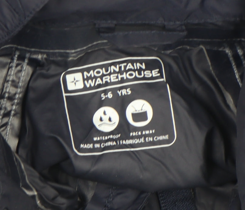 Mountain Warehouse Boys Blue Waterproof Rain Coat 5-6 Years Hooded Lightweight Jacket