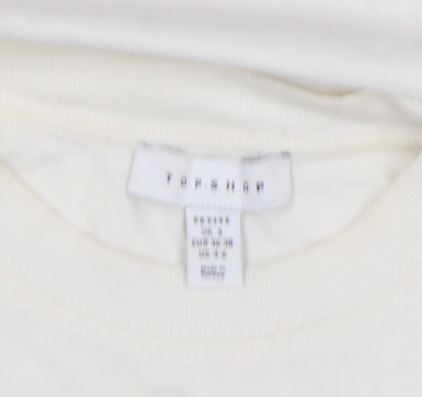 Topshop Ivory Nevada Long Sleeve Cotton Unisex T-Shirt Size S