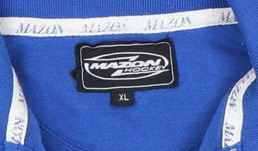 Mazon Hockey Men's Blue White XL Short Sleeve Polo Shirt
