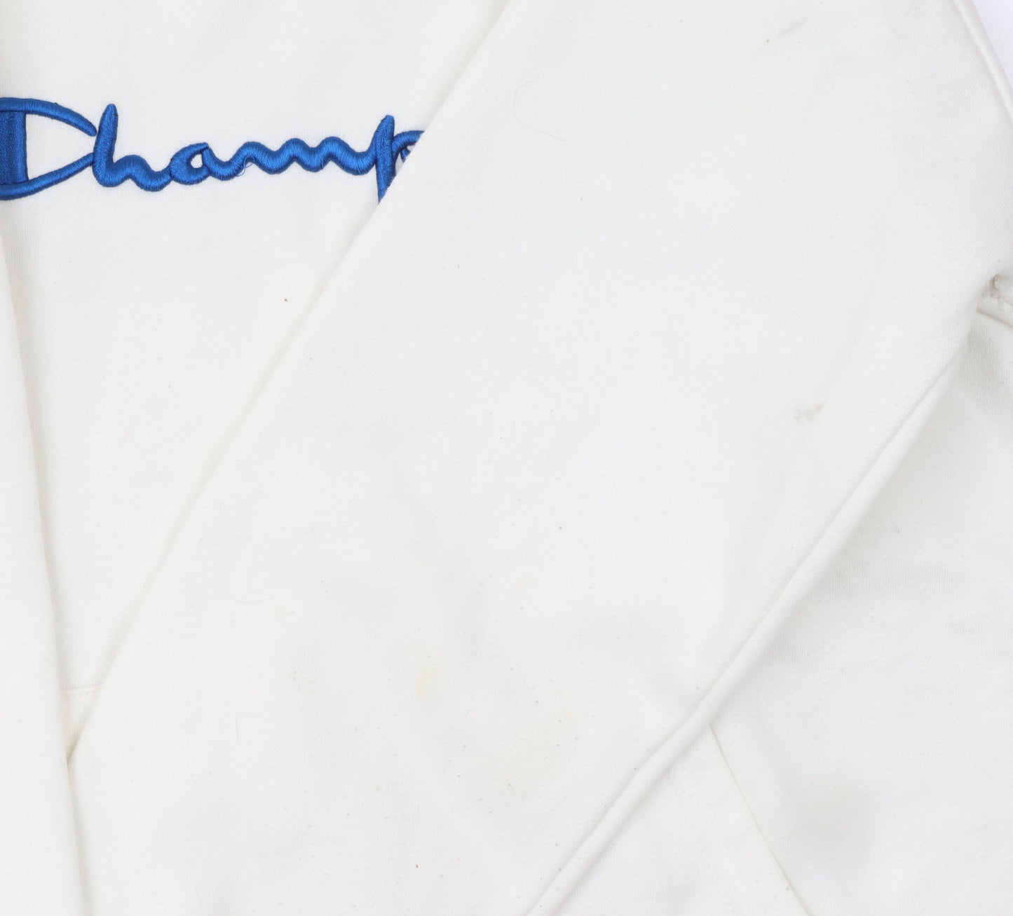 Champion Men's White Small Pullover Hoodie Embroidered Logo Cotton