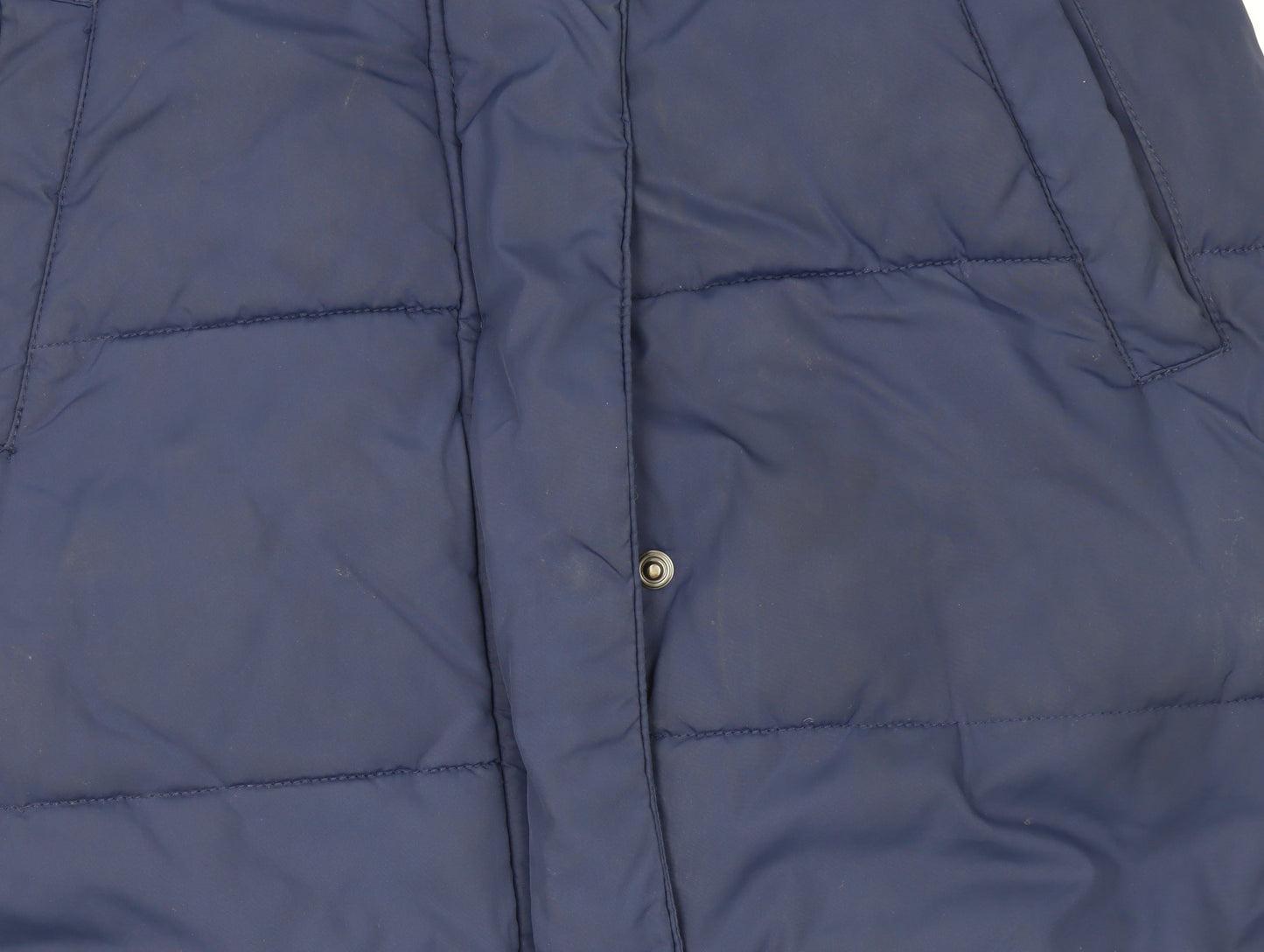 John Lewis Girls Blue Hooded Mid-Length Puffer Coat Age 10 Winter Lined