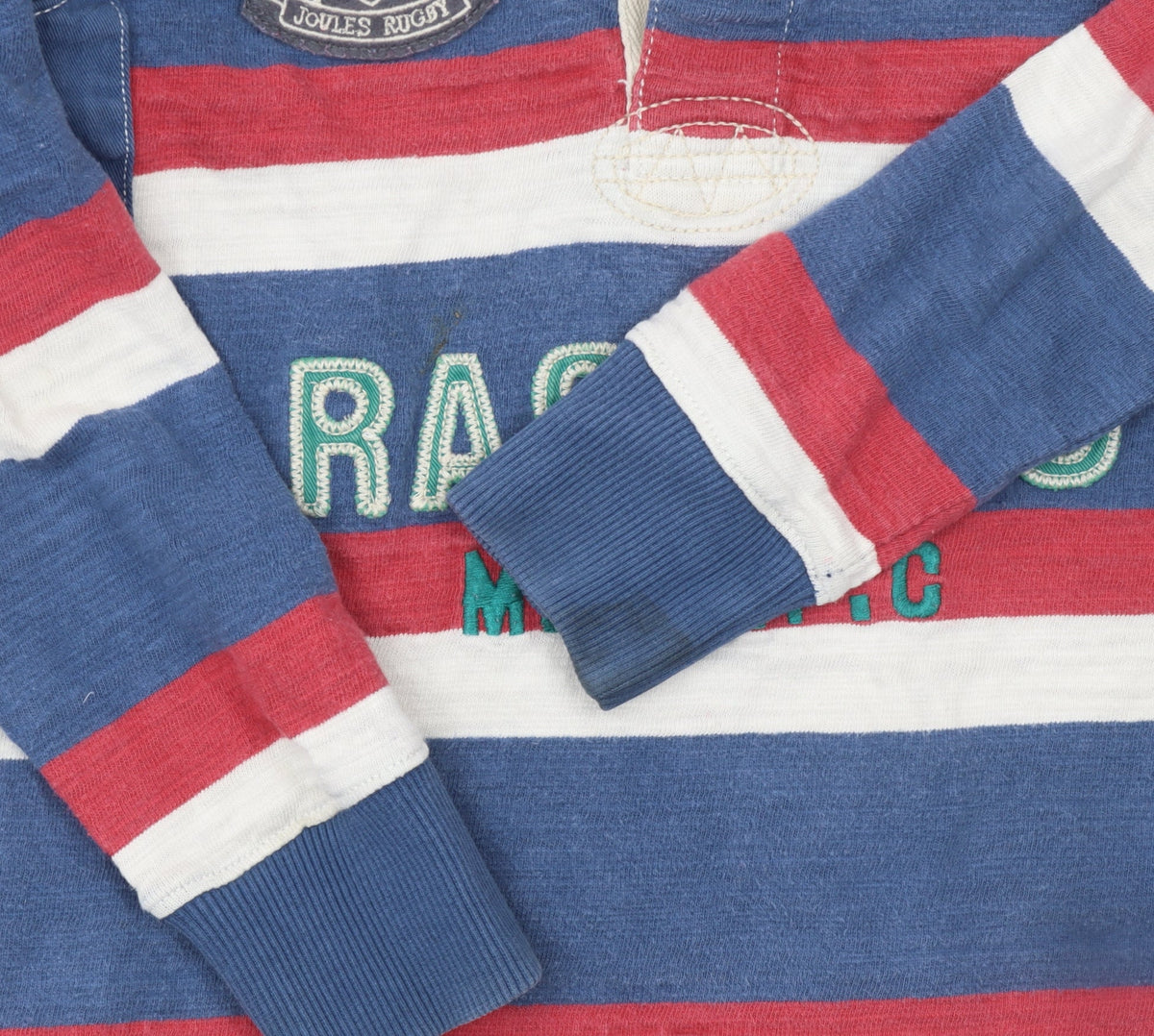 Joules Boys Multicoloured Striped Rugby Polo Shirt 7 Years Long Sleeve