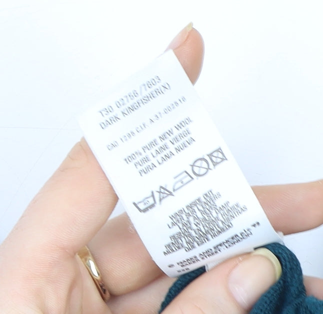 Marks & Spencer Women Dark Teal V-Neck Lambswool Sweater XL