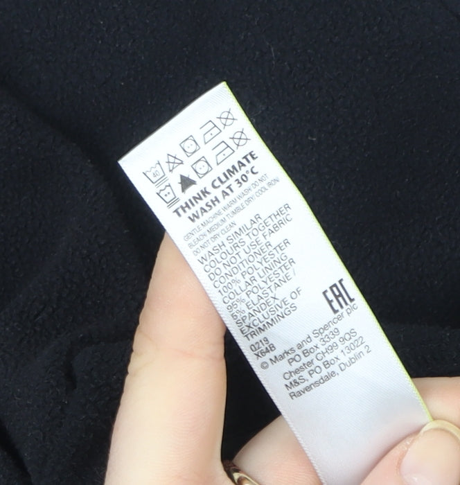 Marks and Spencer Women Black Fleece Full Zip Sweatshirt Size S