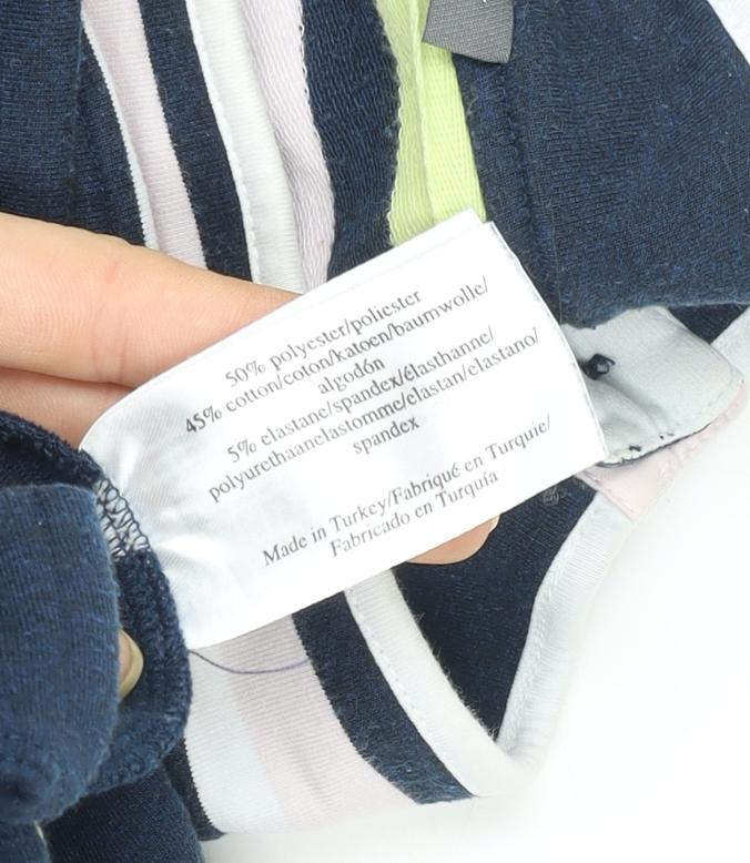 Laura Ashley Womens Navy Striped Button Neck Pullover Sweatshirt UK 10