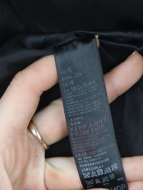Topshop Women's Blue Wool Blend Mid-Length Coat Size 8