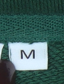 Bénir Green Cotton Pullover Hoodie Women M Logo Front Classic Fit