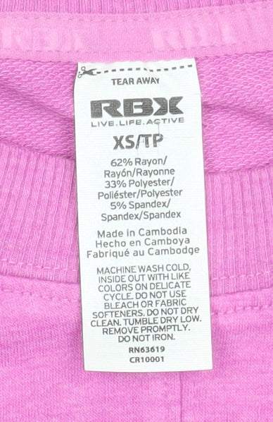 RBX Women’s Pink Long Sleeve Crew Neck Basic Jersey Top XS