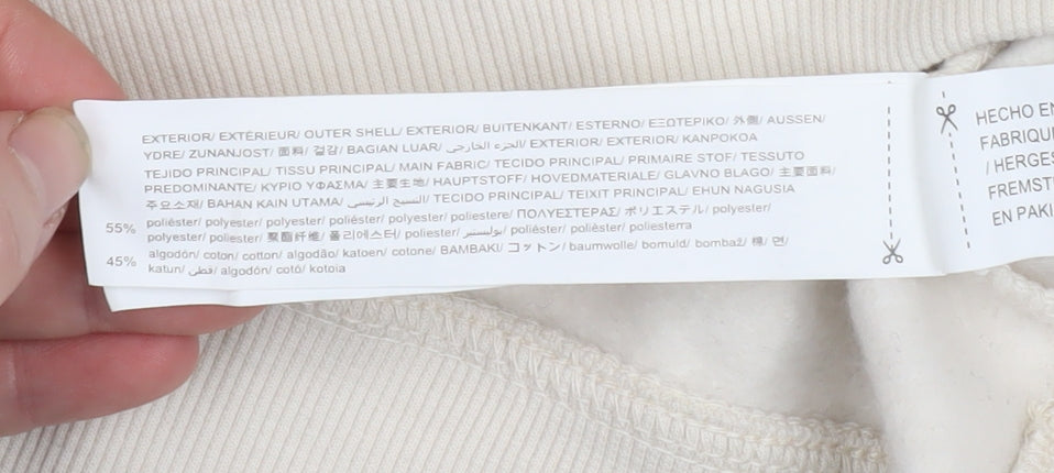 ZARA Women Beige Pullover Hoodie Small Cotton Blend Casual