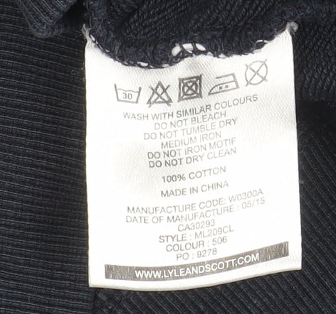 Lyle & Scott Men’s Blue Pullover Hoodie Size L Cotton Logo Sweatshirt