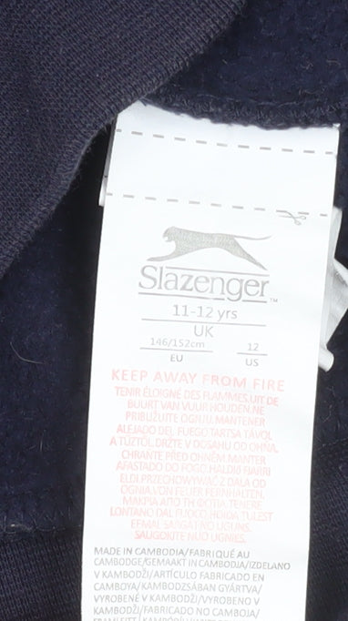 Slazenger Boys Navy Blue Hooded Zip-Up Fleece Jacket 11-12 Years