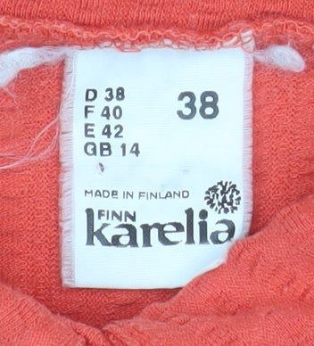 Finn Karelia Men's Orange Short Sleeve Button-Up Shirt Size 14