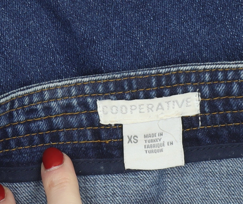 Cooperative Women's Blue A-Line Denim Zip Short Skirt XS