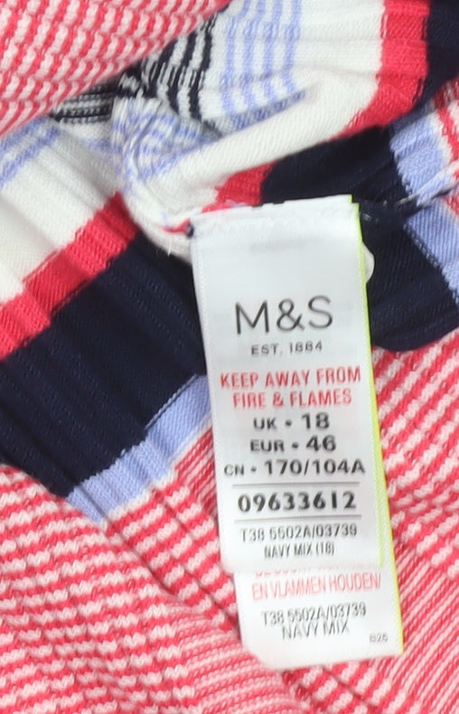 Marks & Spencer Women’s Multicoloured Striped Short Sleeve Crew Neck Pullover Jumper Size 18