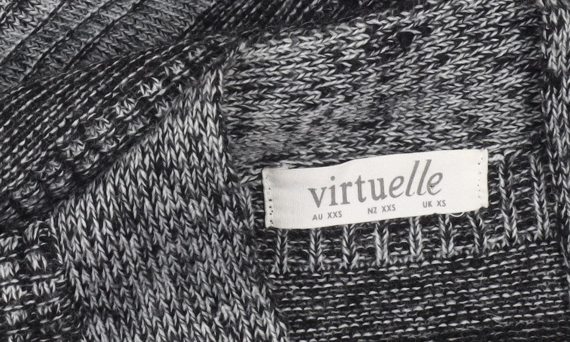 Virtuelle Women’s Grey Knit Short Sleeve Cardigan XS Wool Blend
