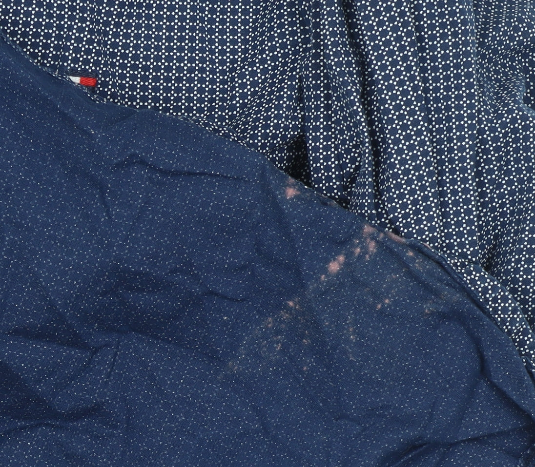 Tommy Hilfiger Men Blue Long Sleeve Button-Up Cotton Shirt L