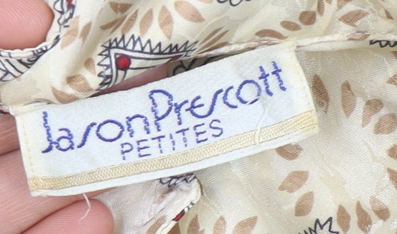 Jason Prescott Petites Beige Geometric Rayon Blouse Women's S
