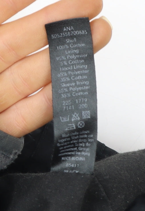 George Men’s Black Cotton Parka Jacket UK 44 Hooded Zip Casual