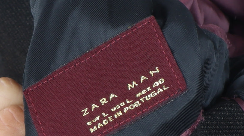 Zara Man Men's Black Cotton Blend Mid-Length Overcoat Size L