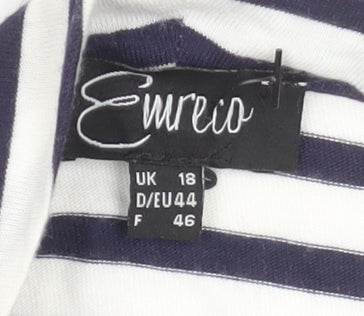 Emreco Women Blue Striped Jersey Open Jacket Size 18
