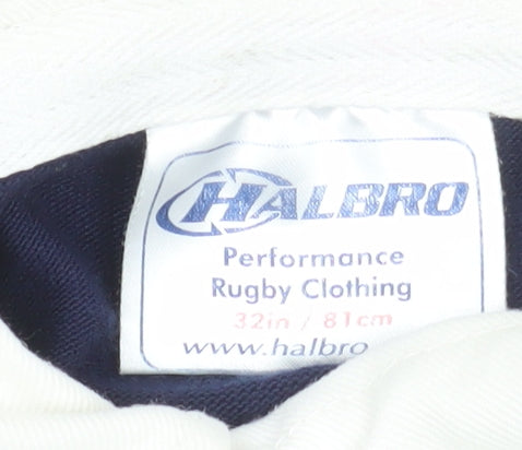 Halbro Boys Blue Long Sleeve Rugby Polo Shirt 10 Years Cotton Sportswear