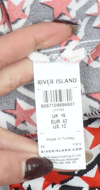 River Island Women’s Multicoloured Houndstooth Wrap Dress Size 16