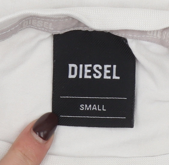 Diesel Men's Beige Cotton Stretch Logo T-Shirt Size S