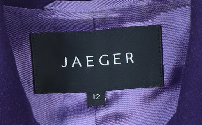 Jaeger Womens Purple Pea Coat Wool Blend Size 12 Short Jacket