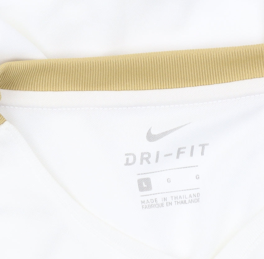 Nike Men White Dri-FIT Short Sleeve Athletic Jersey T-Shirt Size S