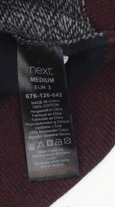 Next Men's Blue Geometric Cotton Crew Neck Jumper Medium
