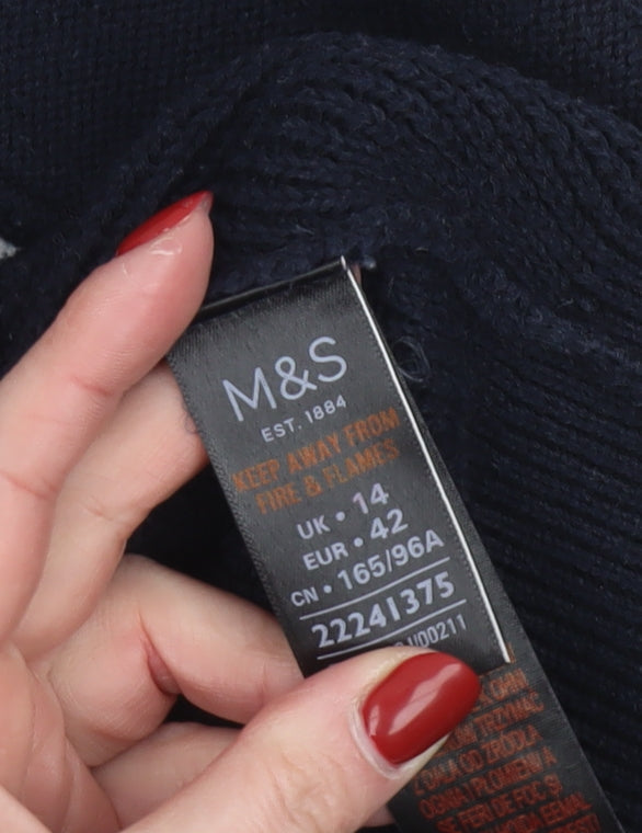 Marks & Spencer Womens Black Size 14 Cotton Crew Neck Long Sleeve Jumper