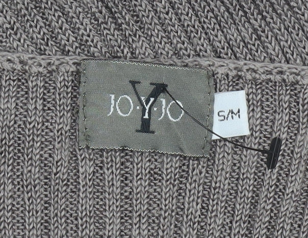 JO-Y-JO Women’s Brown Knit Short Sleeve Linen Rayon Top S/M