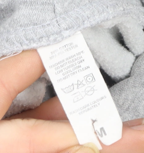 Made The Label Grey HELLO Hoodie Women M Cotton Blend Pullover