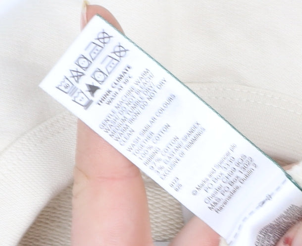 Marks & Spencer Women Beige Cotton Crew Neck Pullover Sweatshirt Size S