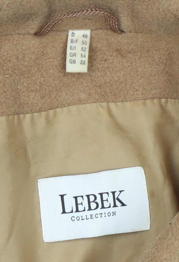 Lebek Women Beige Wool Cashmere Mid-Length Overcoat Size 22